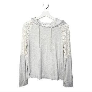 FLORA NIKROOZ Gray Lace Detail Hoodie 